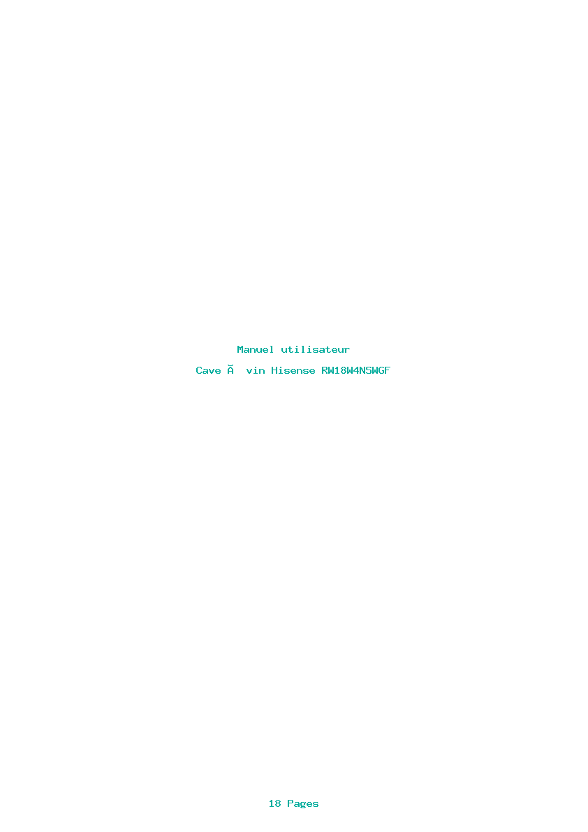 Page 1 de la notice Manuel utilisateur Hisense RW18W4NSWGF