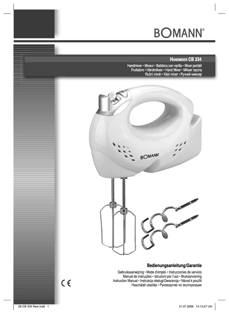 Page 1 de la notice Manuel utilisateur Bomann HM 334 CB