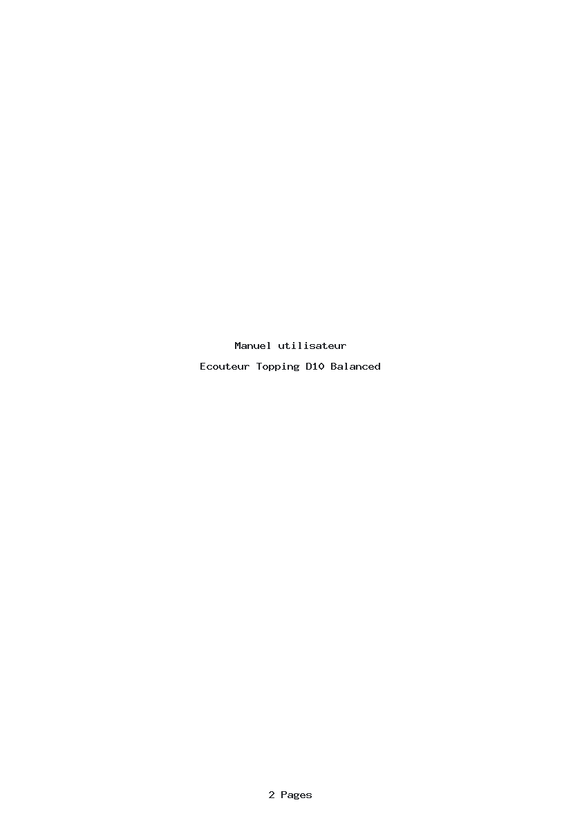 Page 1 de la notice Manuel utilisateur Topping D10 Balanced