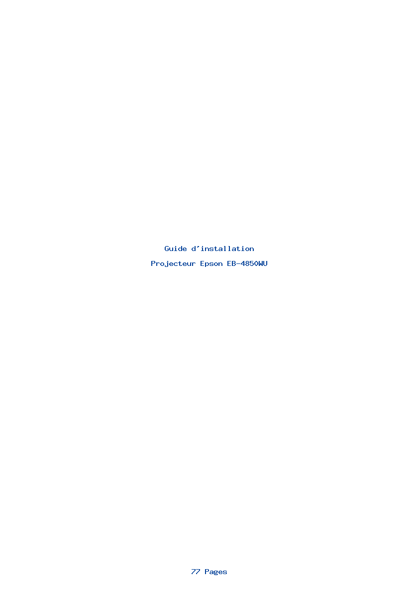 Page 1 de la notice Guide d'installation Epson EB-4850WU