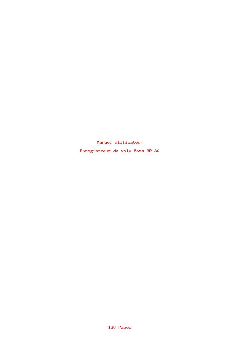 Page 1 de la notice Manuel utilisateur Boss BR-80