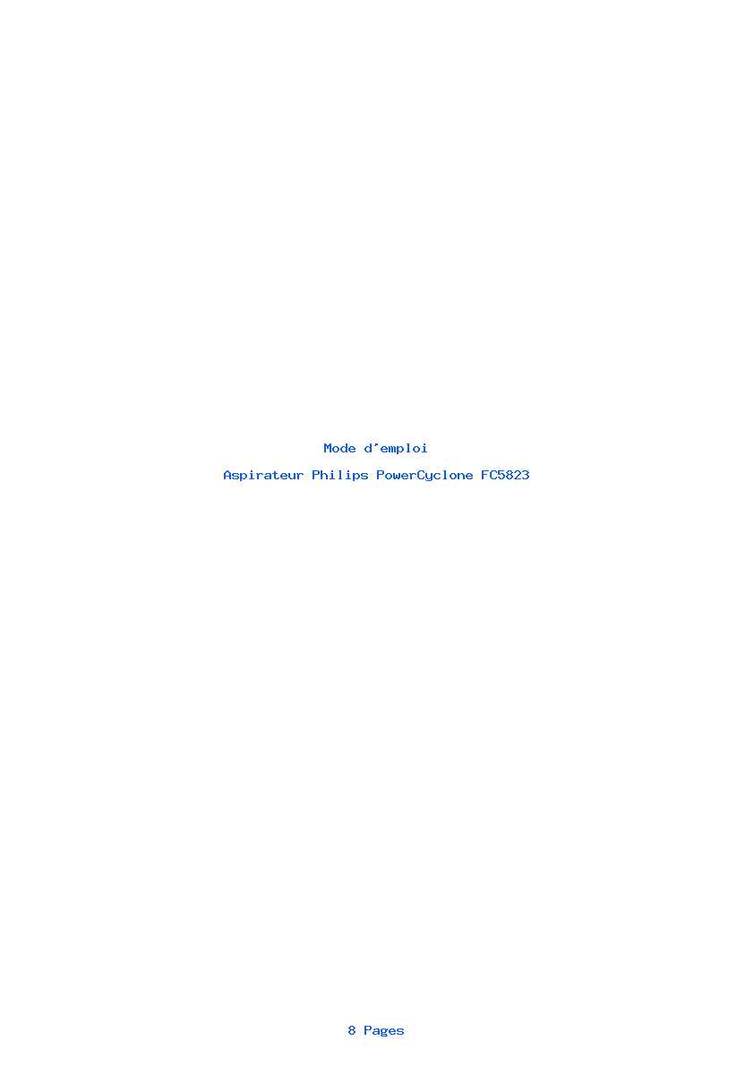 Page 1 de la notice Mode d'emploi Philips PowerCyclone FC5823