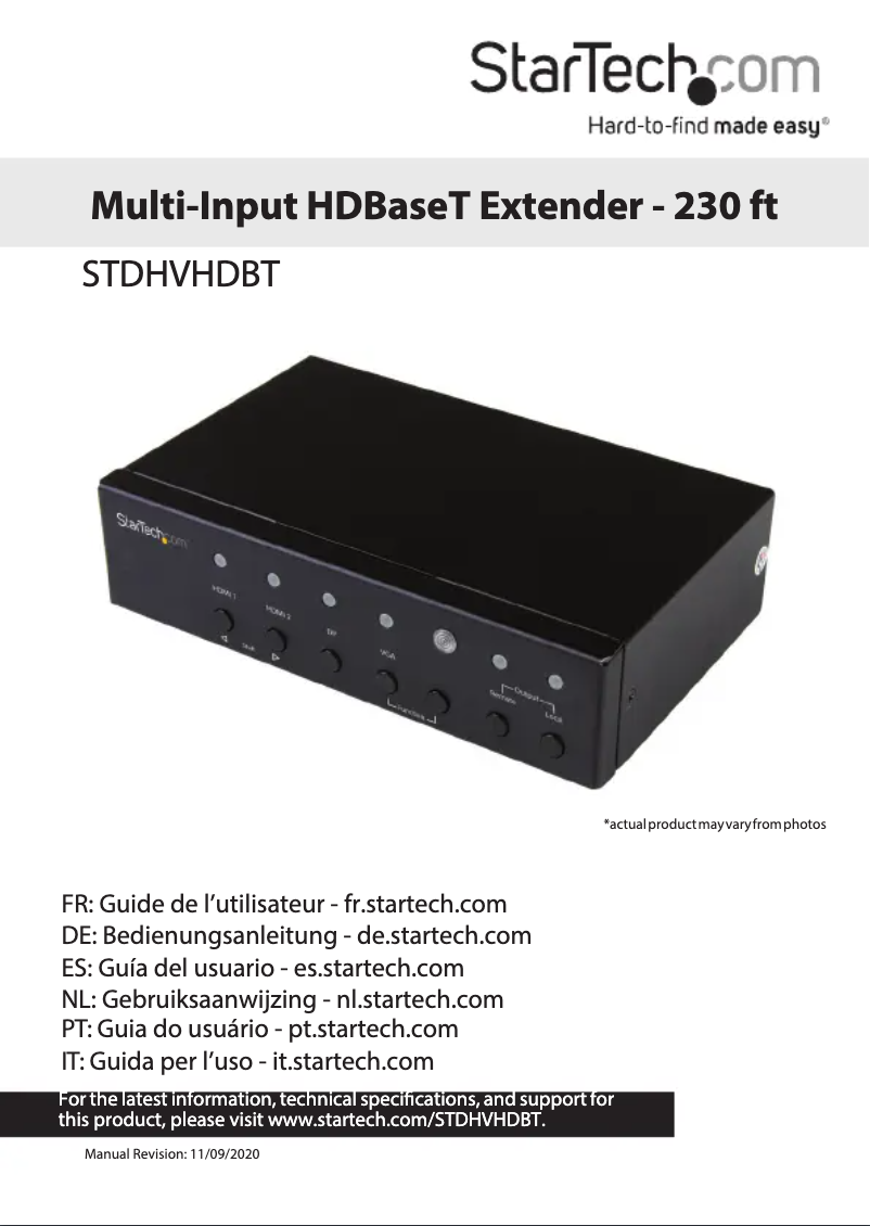 Page 1 de la notice Manuel utilisateur StarTech.com STDHVHDBT