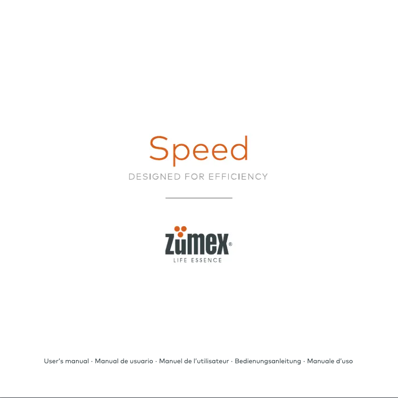 Page 1 de la notice Manuel utilisateur Zumex Speed S+plus