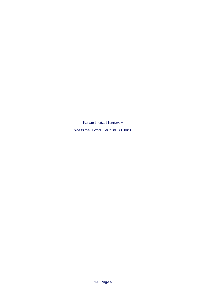 Page 1 de la notice Manuel utilisateur Ford Taurus (1998)