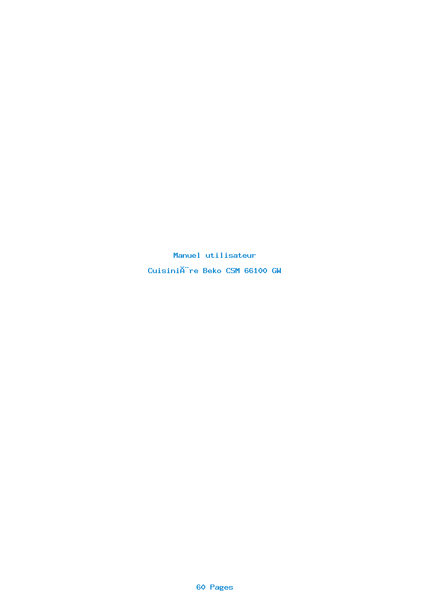 Page 1 de la notice Manuel utilisateur Beko CSM 66100 GW