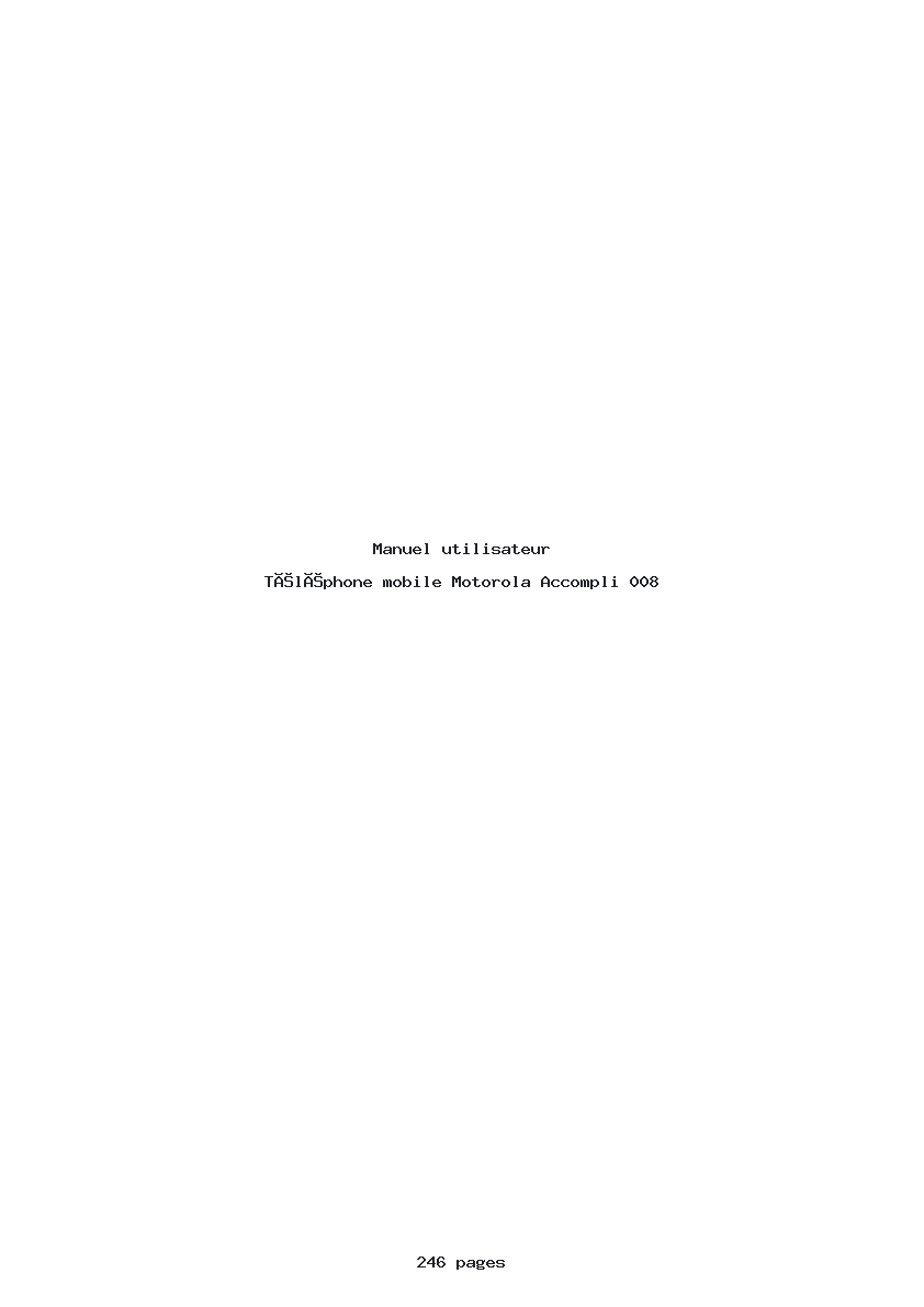 Page 1 de la notice Manuel utilisateur Motorola Accompli 008