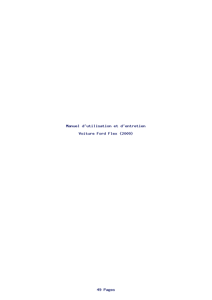 Page 1 de la notice Manuel d'utilisation et d'entretien Ford Flex (2009)