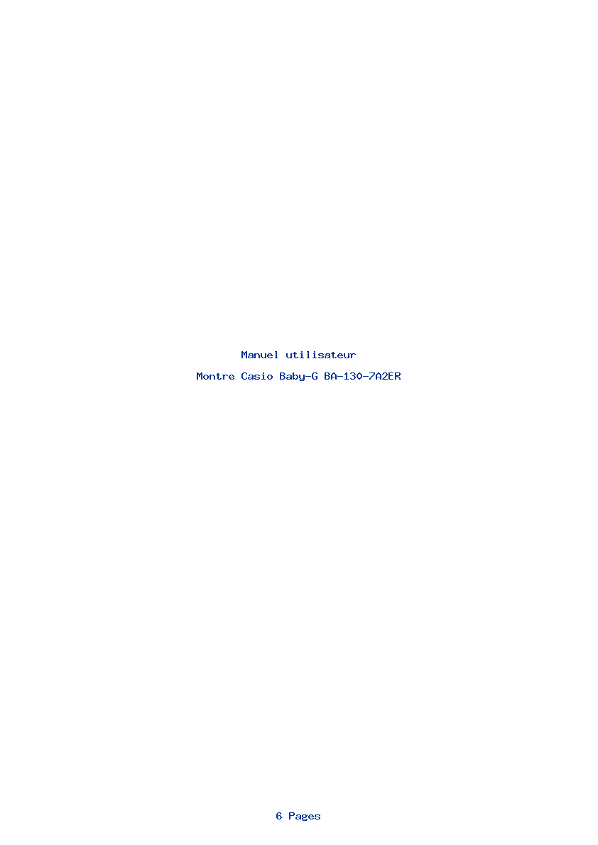 Page 1 de la notice Manuel utilisateur Casio Baby-G BA-130-7A2ER