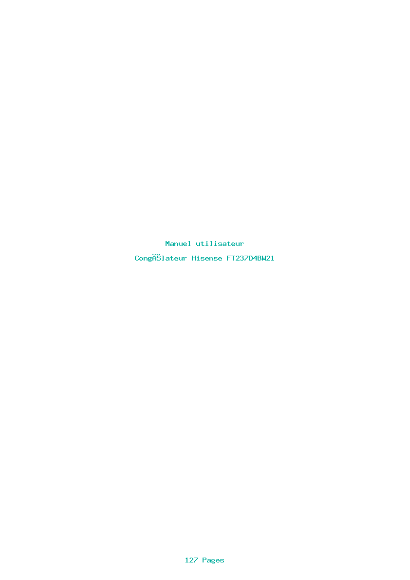 Page 1 de la notice Manuel utilisateur Hisense FT237D4BW21