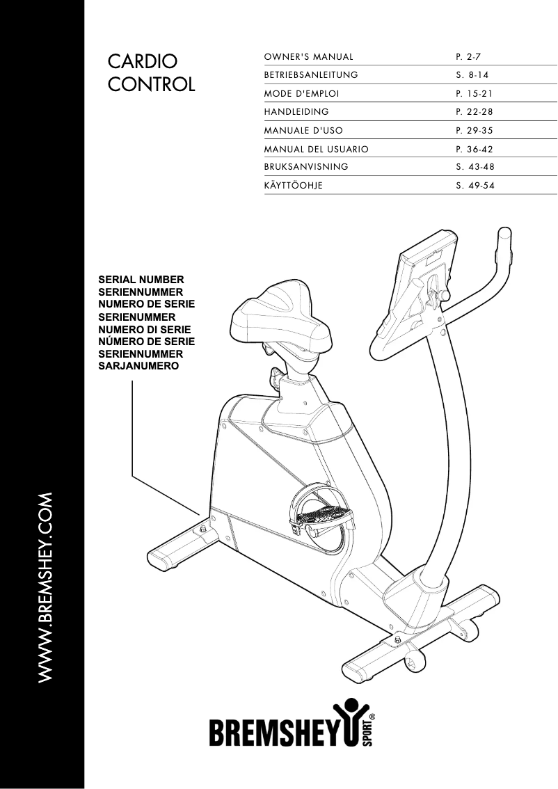 Página 1 del manual Manual de usuario Bremshey Cardio Control