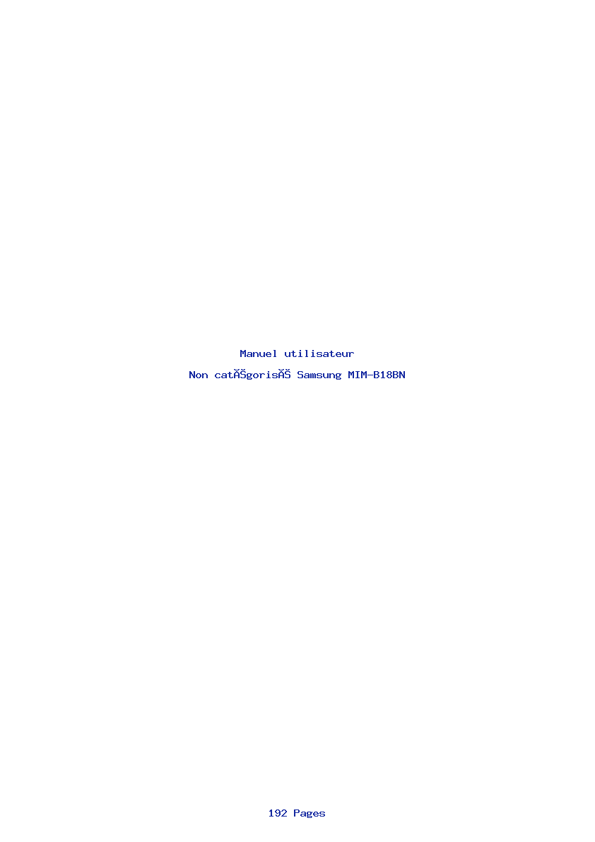 Page 1 de la notice Manuel utilisateur Samsung MIM-B18BN