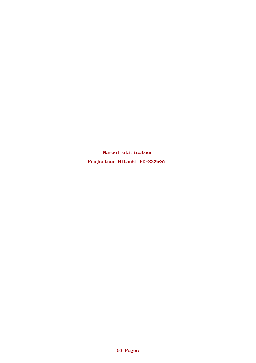 Page 1 de la notice Manuel utilisateur Hitachi ED-X3250AT