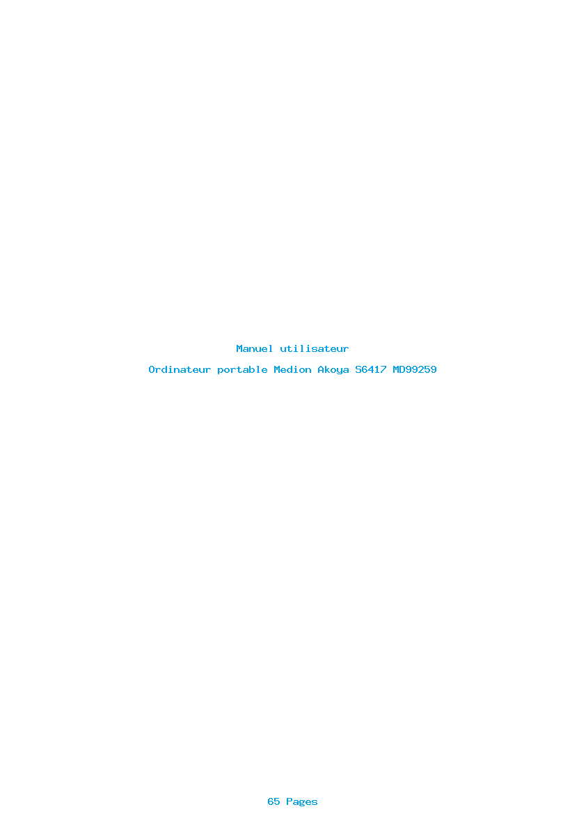 Page 1 de la notice Manuel utilisateur Medion Akoya S6417 MD99259