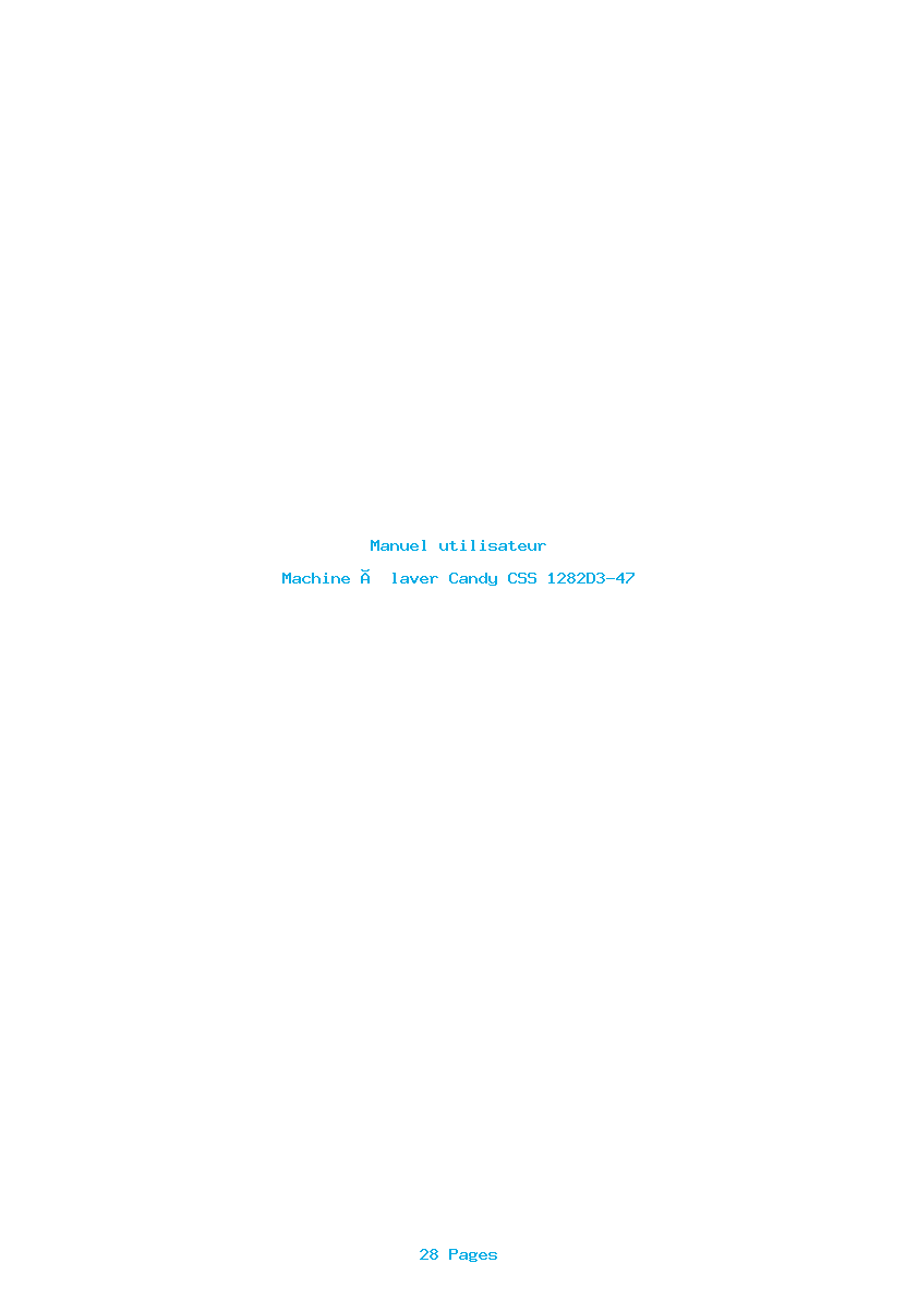 Page 1 de la notice Manuel utilisateur Candy CSS 1282D3-47
