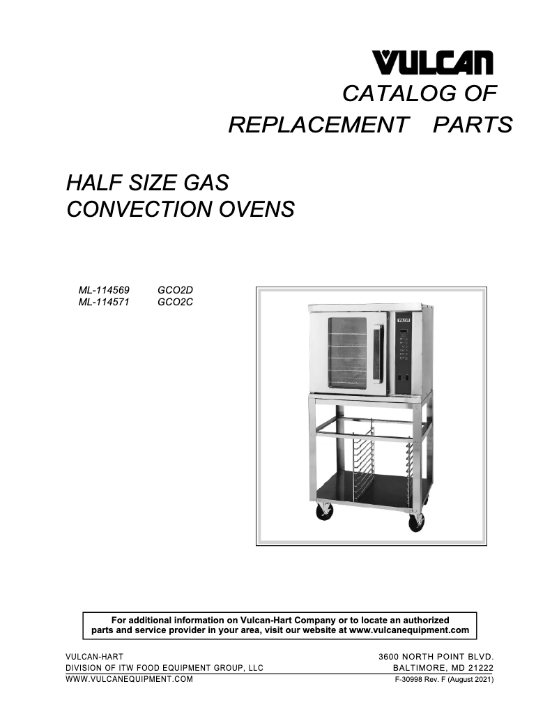 Page 1 de la notice Catalogue Vulcan GCO2D