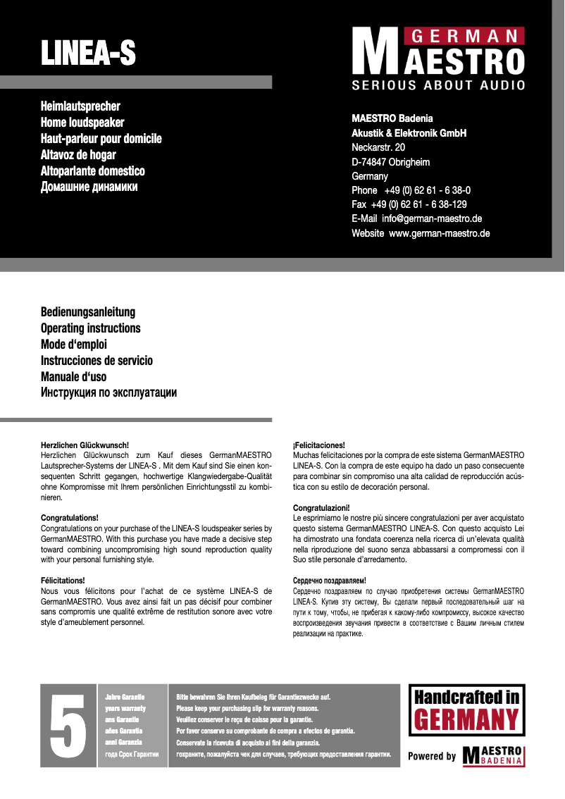 Page 1 de la notice Manuel utilisateur German Maestro MS-C1GW