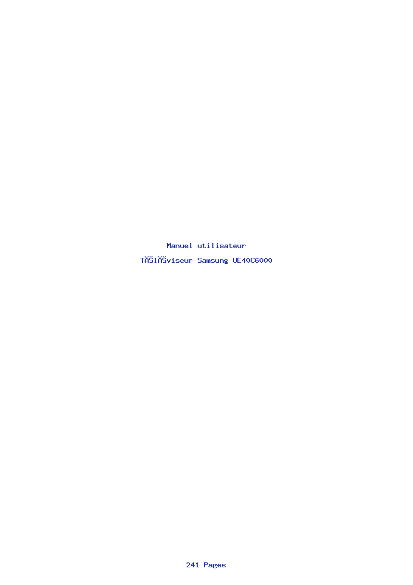Page 1 de la notice Manuel utilisateur Samsung UE40C6000