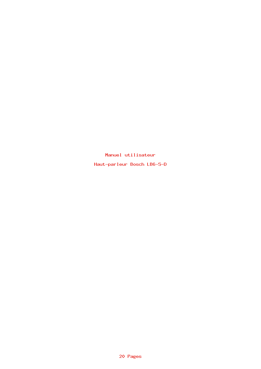 Page 1 de la notice Manuel utilisateur Bosch LB6-S-D