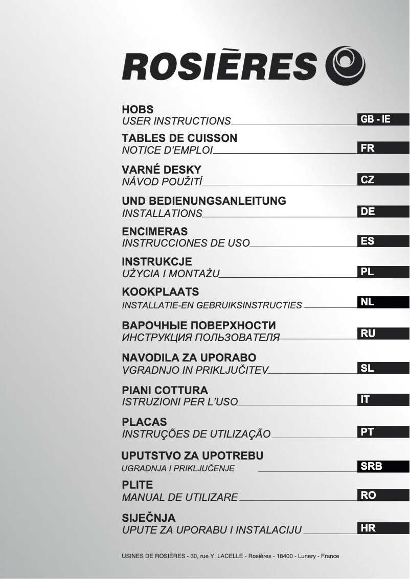 Page 1 de la notice Manuel utilisateur Rosieres RGV 64 FM RB