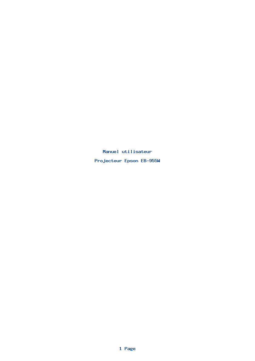 Page 1 de la notice Manuel utilisateur Epson EB-955W