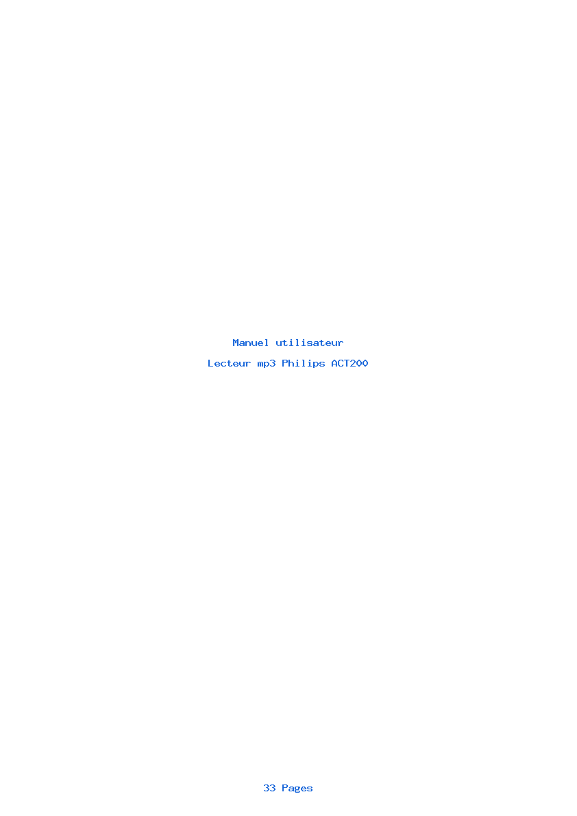 Page 1 de la notice Manuel utilisateur Philips ACT200