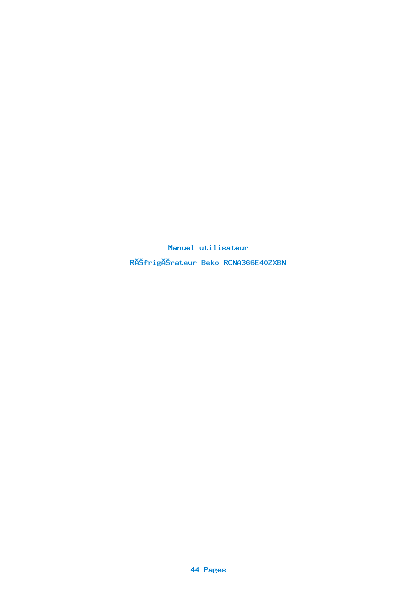 Page 1 de la notice Manuel utilisateur Beko RCNA366E40ZXBN