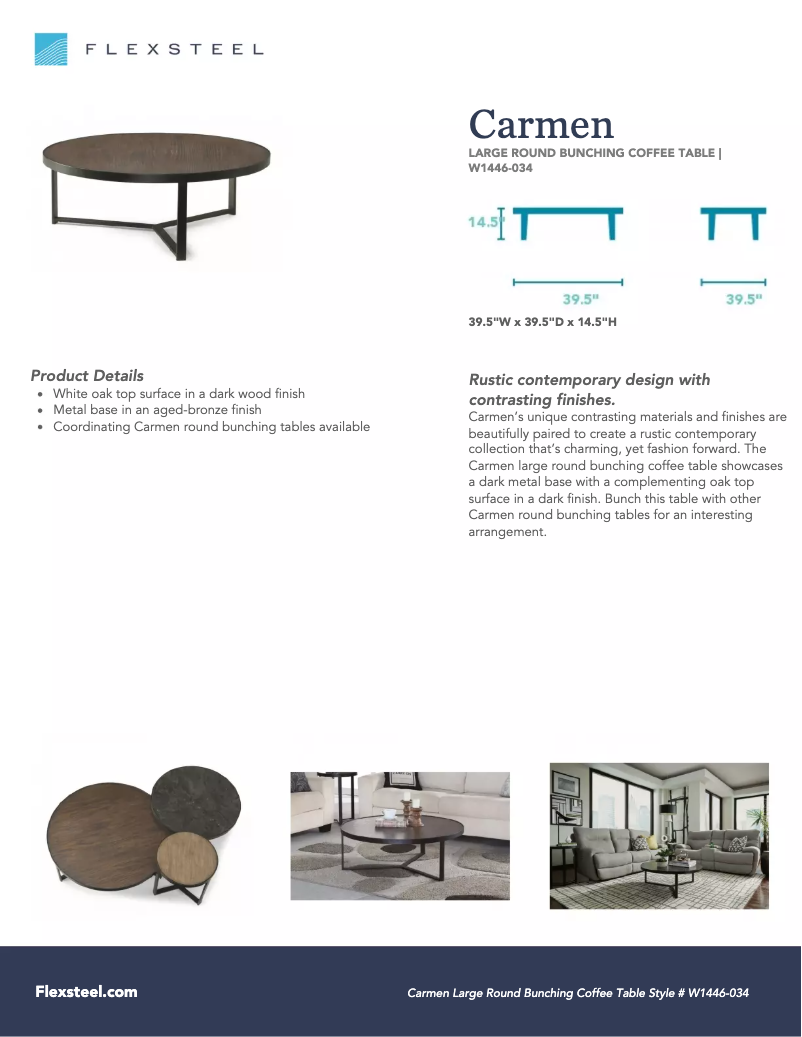 Page 1 de la notice Manuel utilisateur Flexsteel Carmen W1446-034