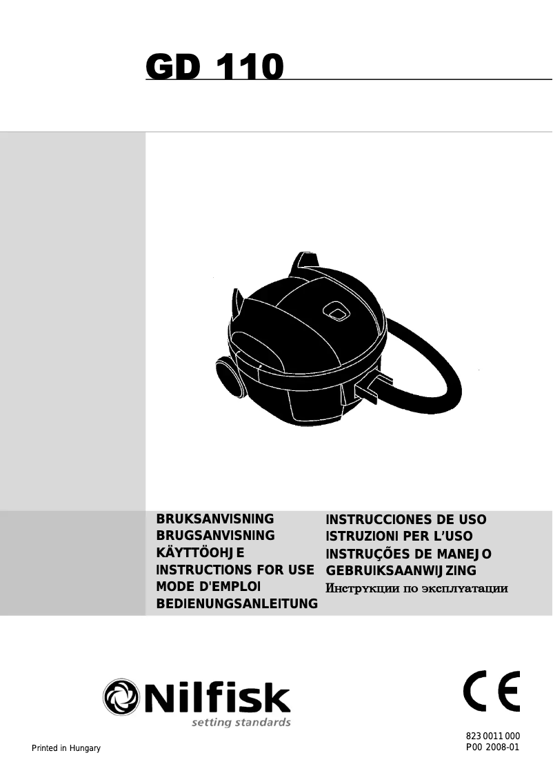 Page 1 de la notice Manuel utilisateur Nilfisk GD 110