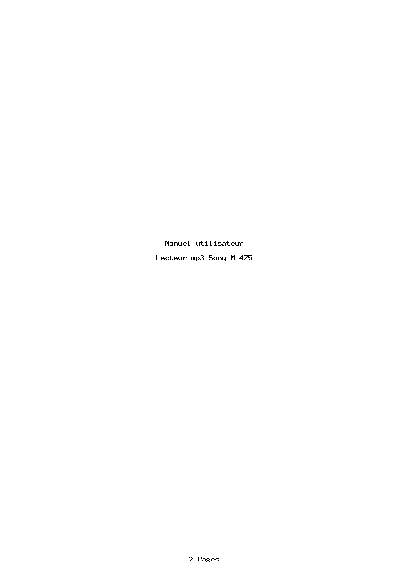 Page 1 de la notice Manuel utilisateur Sony M-475