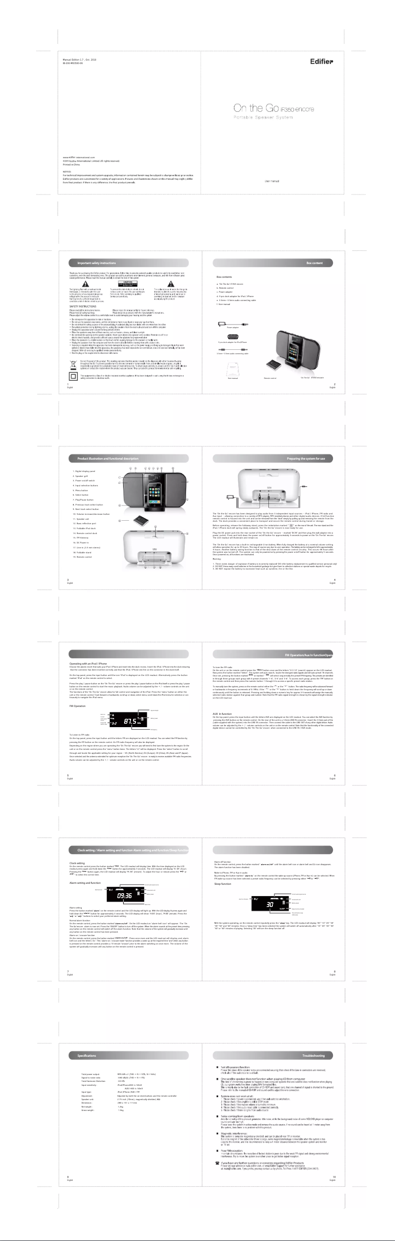 Page 1 de la notice Manuel utilisateur Edifier If350