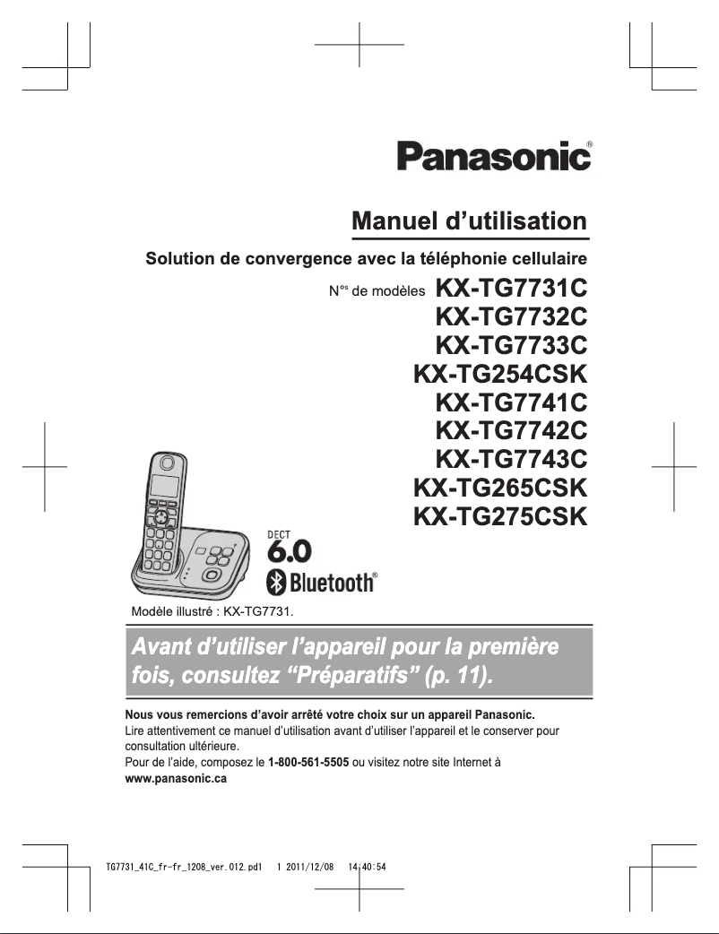 Imagen de la primera página del manual del dispositivo KX-TG7742