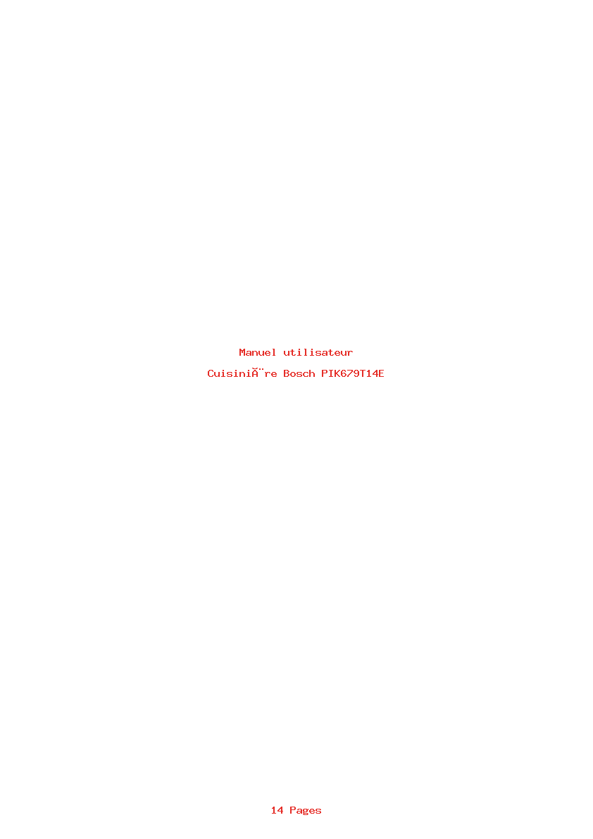Page 1 de la notice Manuel utilisateur Bosch PIK679T14E