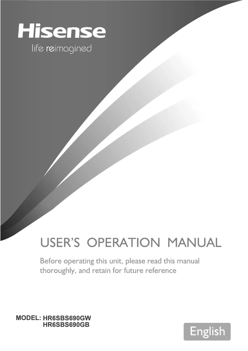 Page 1 de la notice Manuel utilisateur Hisense HR6SBSFF690GW