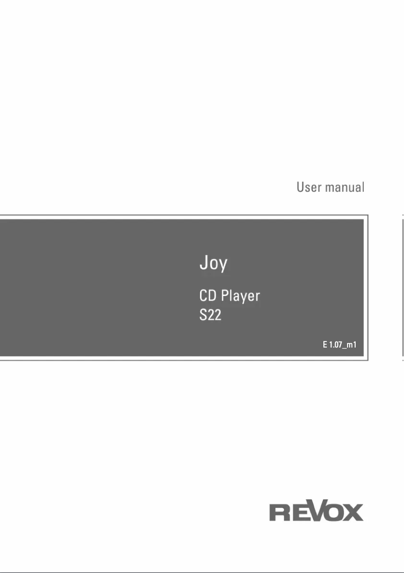 Page 1 de la notice Manuel utilisateur Revox Joy S22