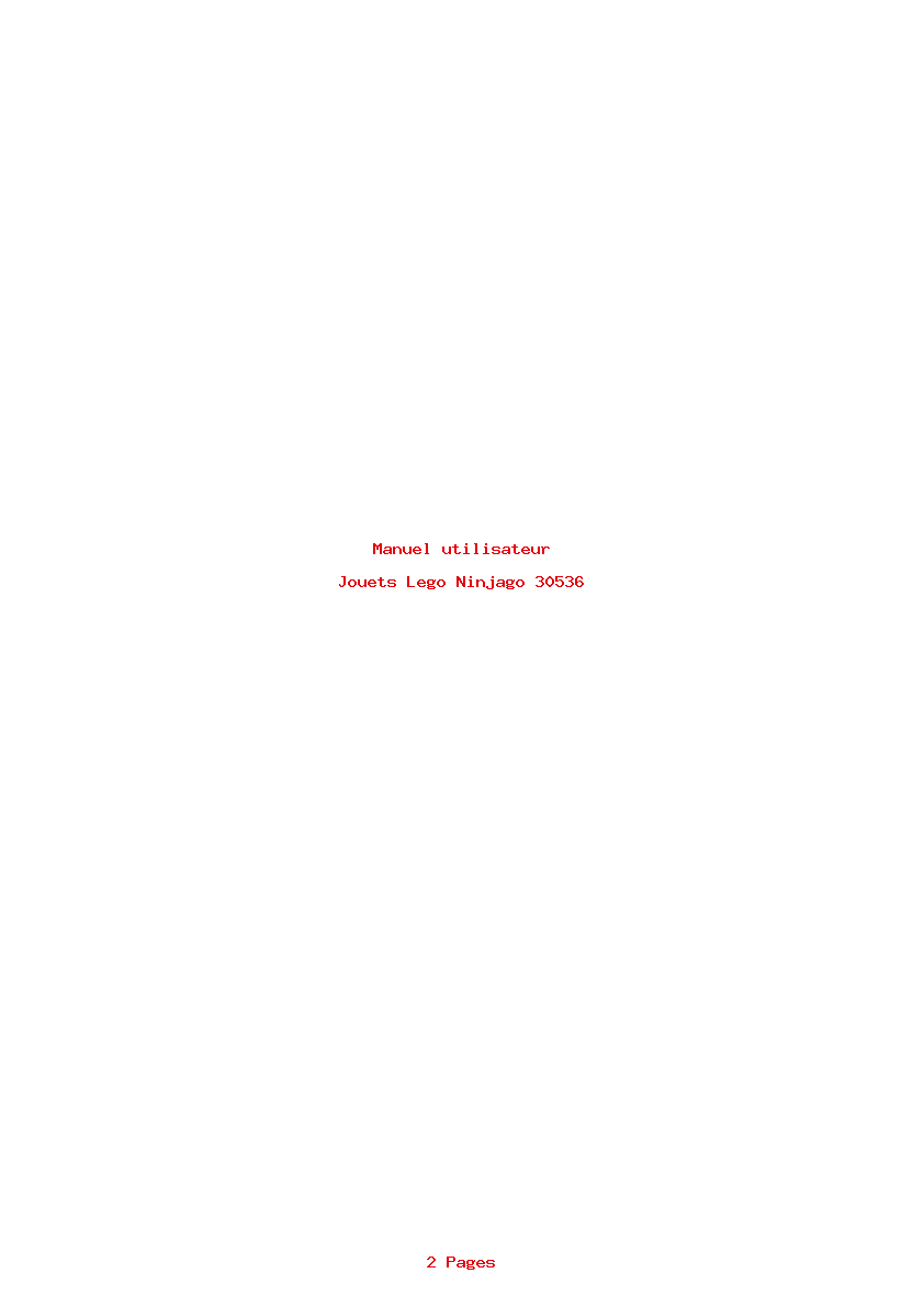 Page 1 de la notice Manuel utilisateur Lego Ninjago 30536