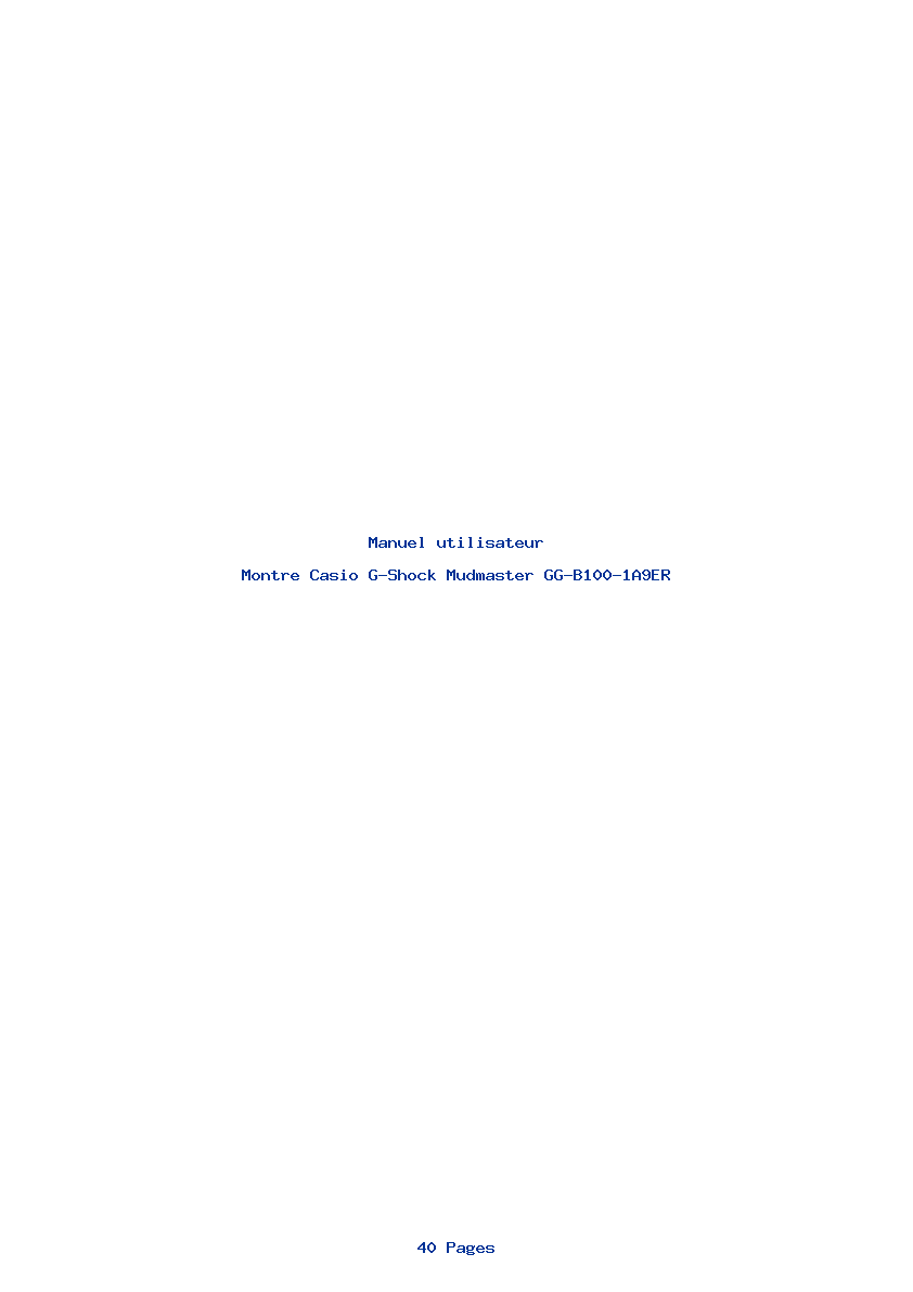 Page 1 de la notice Manuel utilisateur Casio G-Shock Mudmaster GG-B100-1A9ER