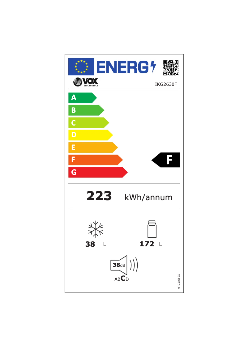 Página 1 del manual Etiqueta energética VOX IKG 2630F