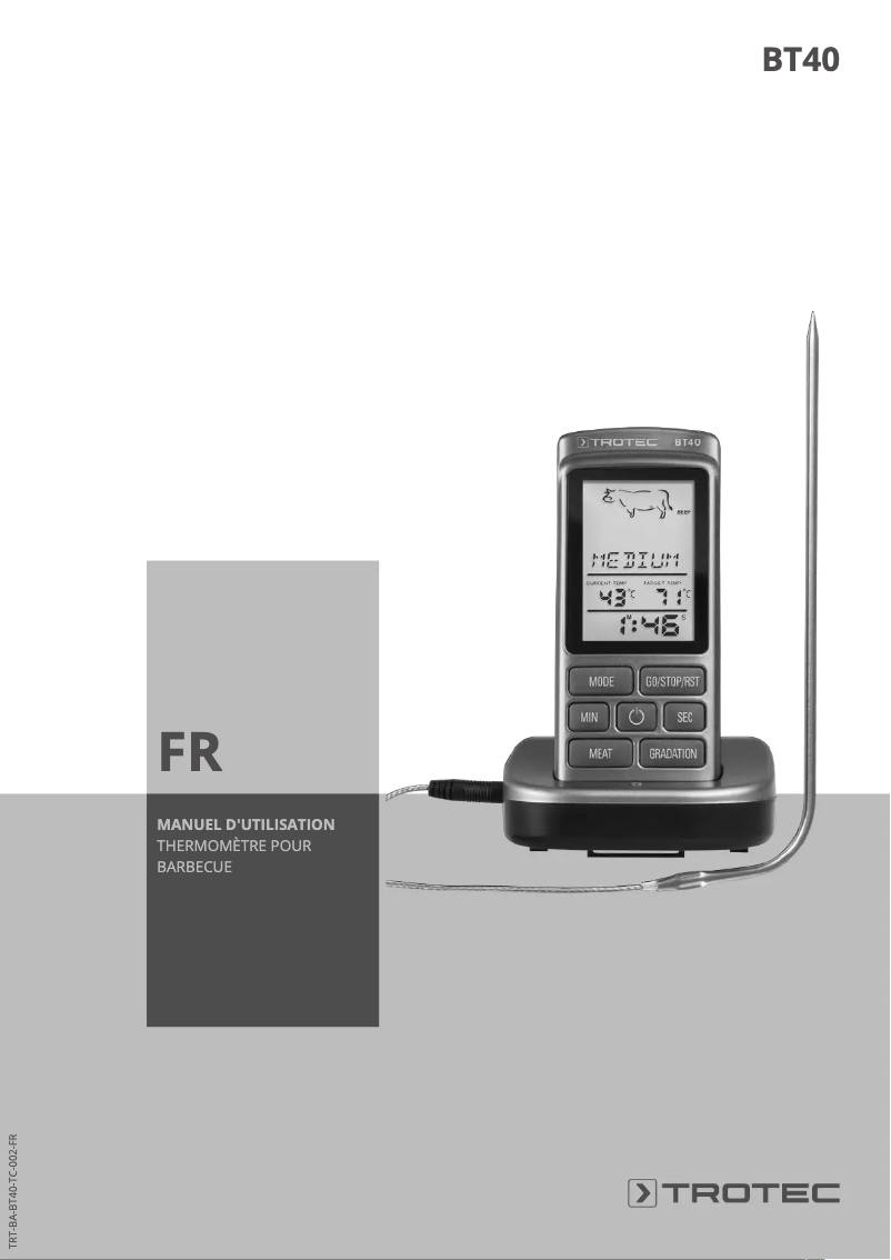 Page 1 de la notice Manuel utilisateur Trotec BT40