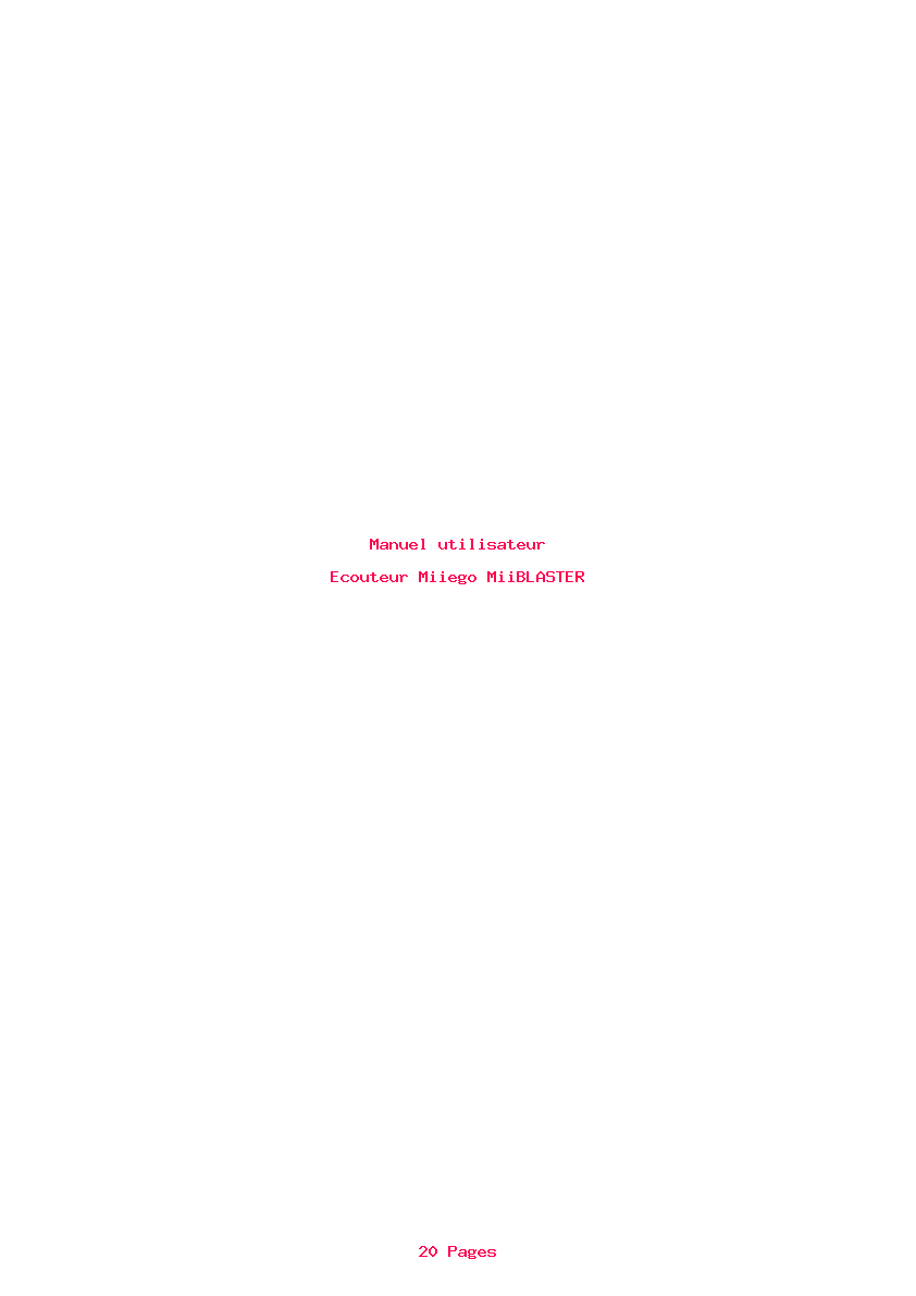 Page 1 de la notice Manuel utilisateur Miiego MiiBLASTER