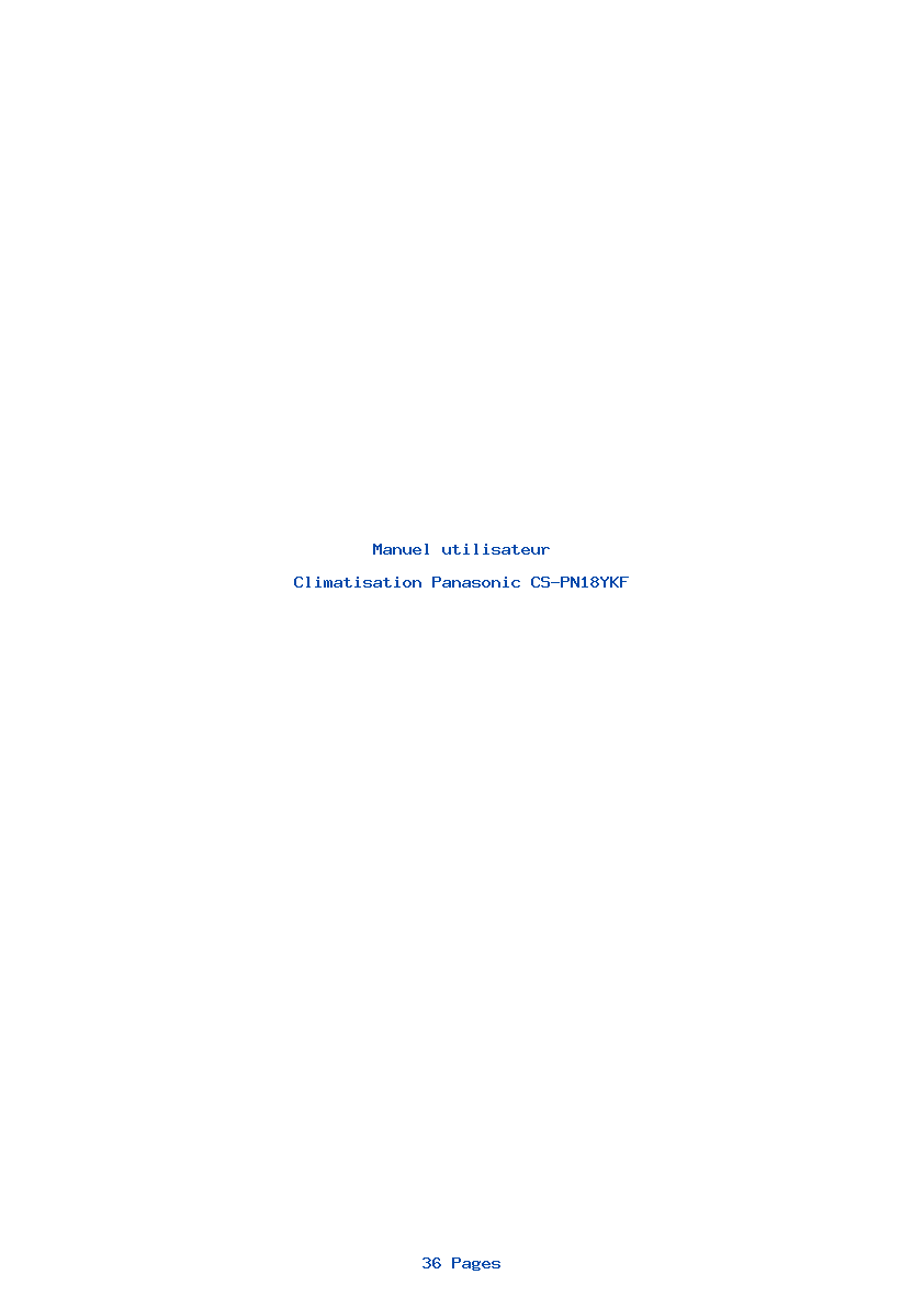 Page 1 de la notice Manuel utilisateur Panasonic CS-PN18YKF
