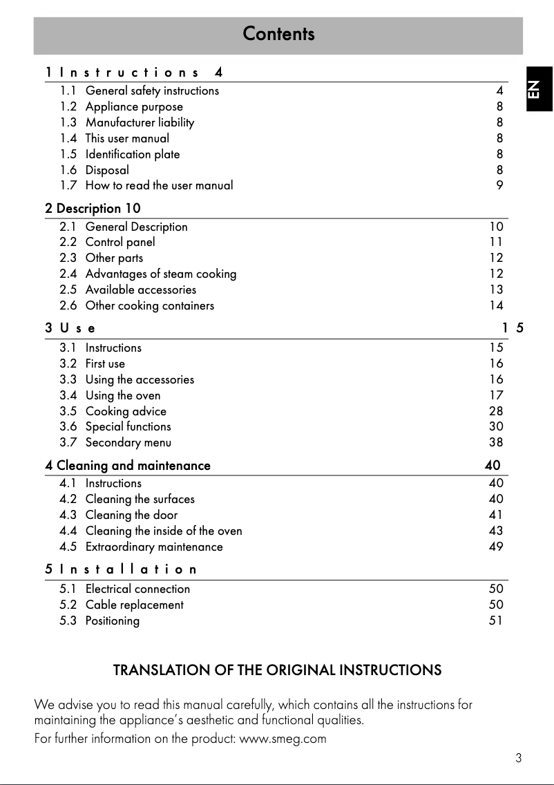 Página 1 del manual Manual de usuario Smeg SFA4390VX1