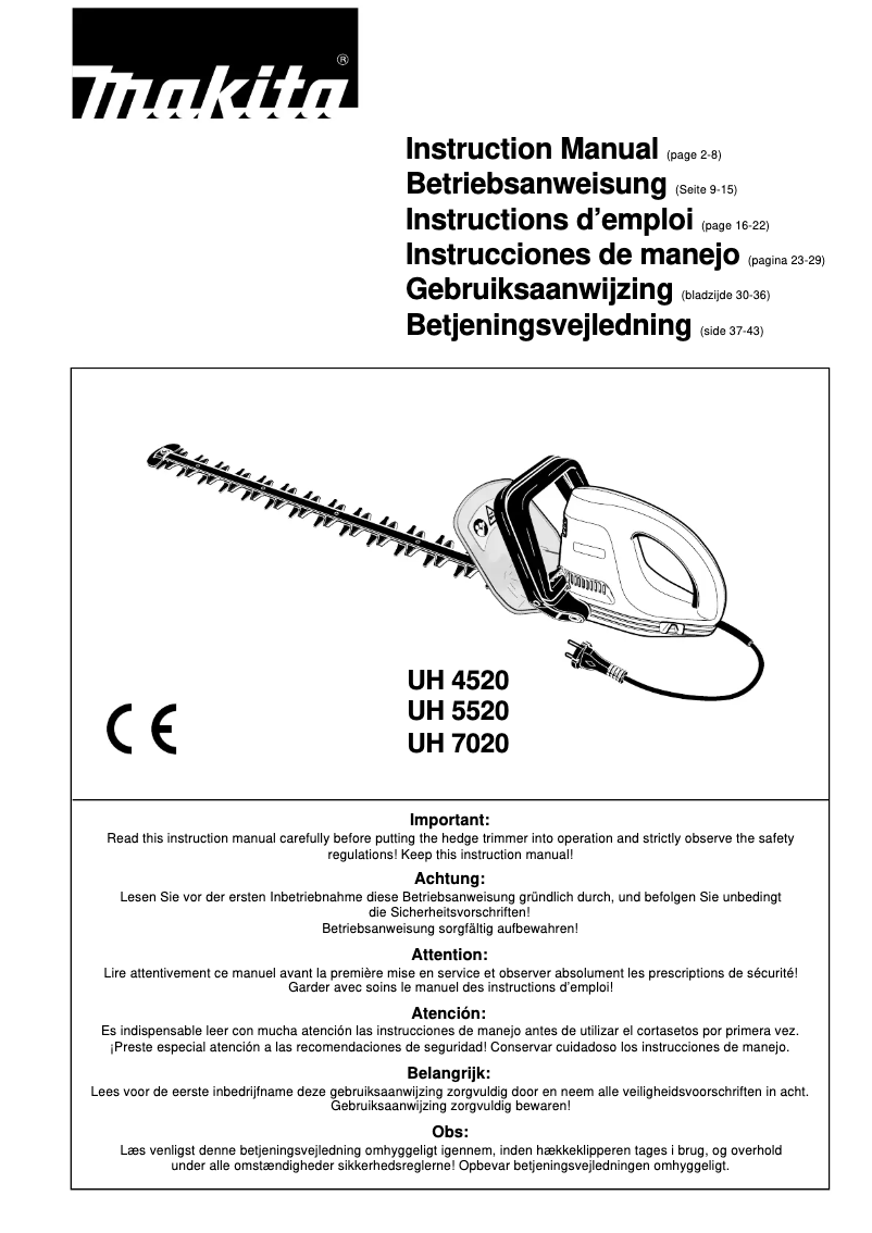Page 1 de la notice Manuel utilisateur Makita UH5520