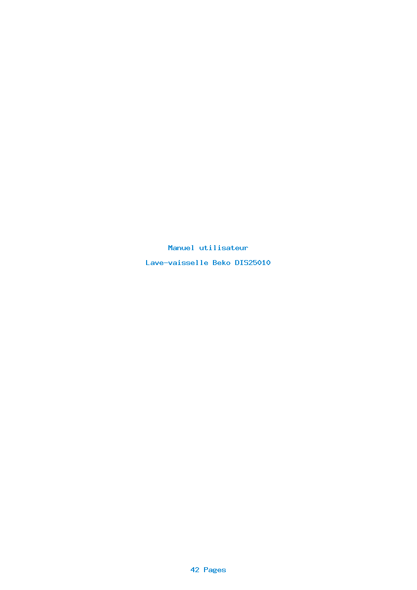 Page 1 de la notice Manuel utilisateur Beko DIS25010