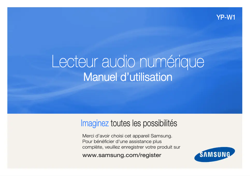 Page 1 de la notice Manuel utilisateur Samsung YP-W1AW