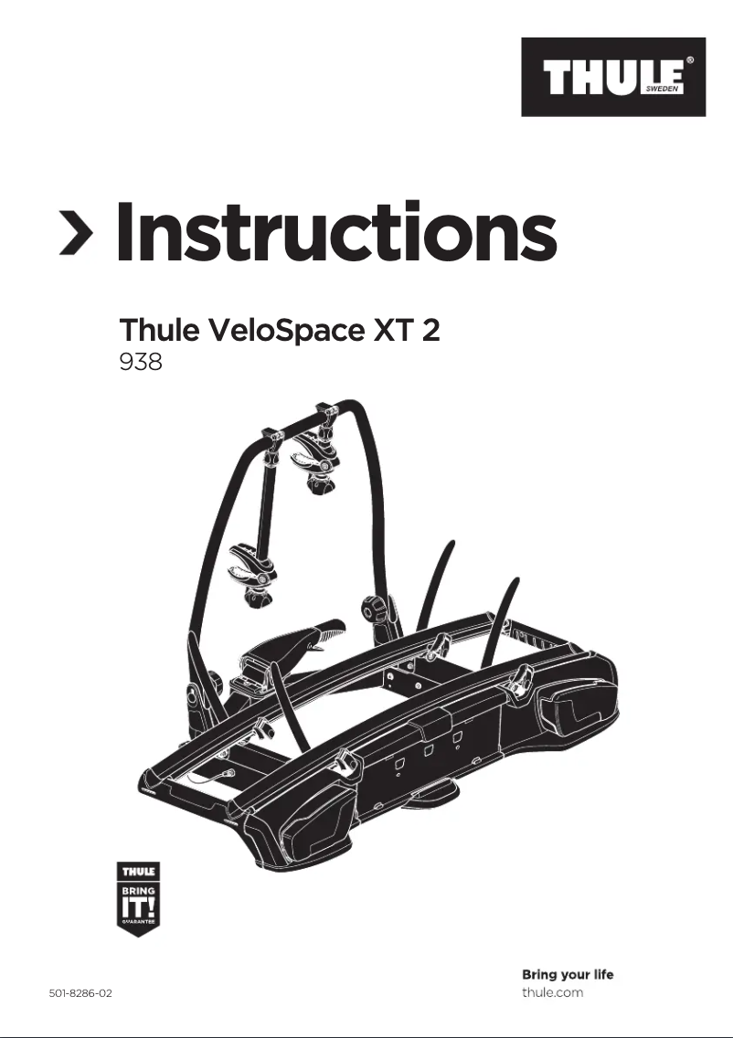 Page 1 de la notice Manuel utilisateur Thule VeloSpace XT 938