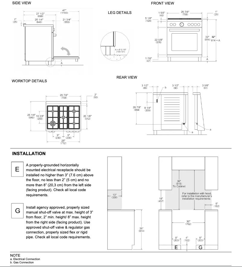 Page 1 de la notice Guide d'installation Bertazzoni MAS305DFMXV