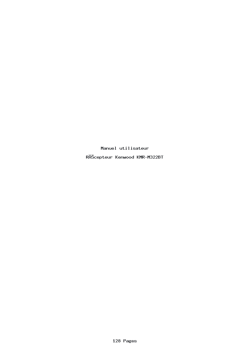 Page 1 de la notice Manuel utilisateur Kenwood KMR-M322BT