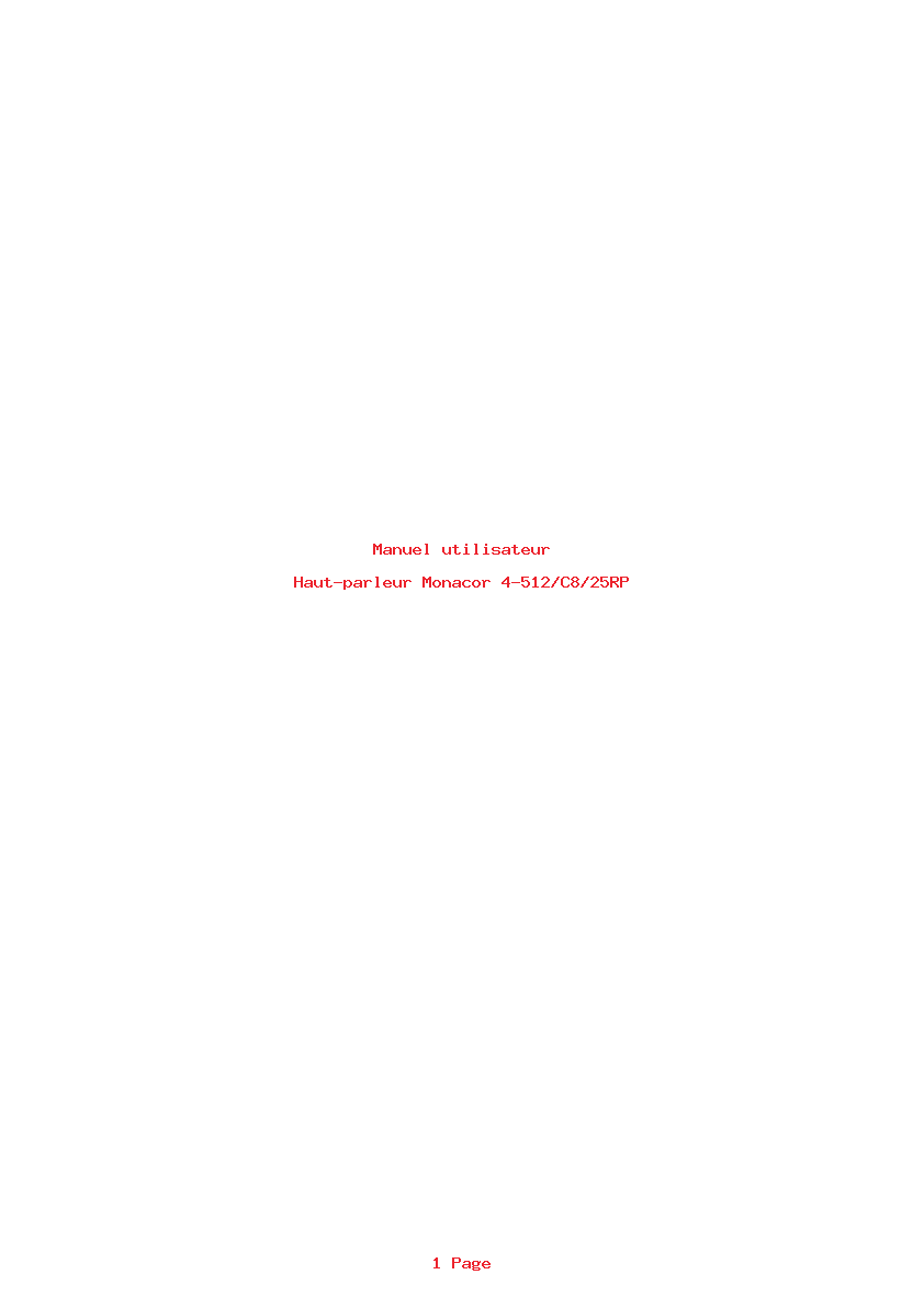 Page 1 de la notice Manuel utilisateur Monacor 4-512/C8/25RP