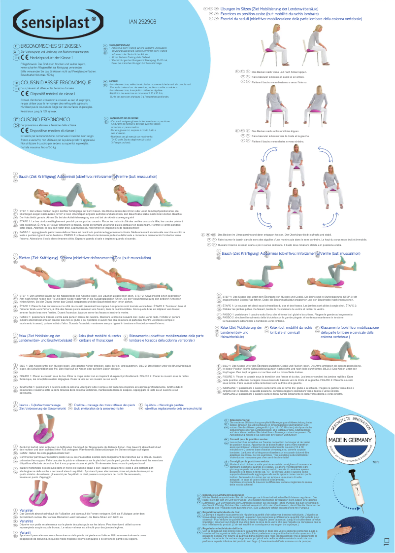 Page 1 de la notice Manuel utilisateur Sensiplast IAN 292903